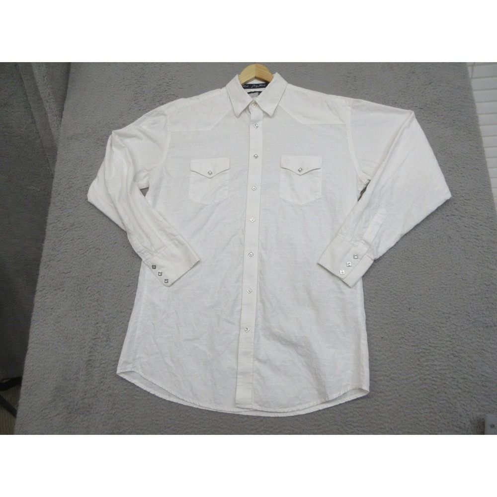 Wrangler George Strait Troubadour Western Shirt Men XLT White Gem Cuff Classic